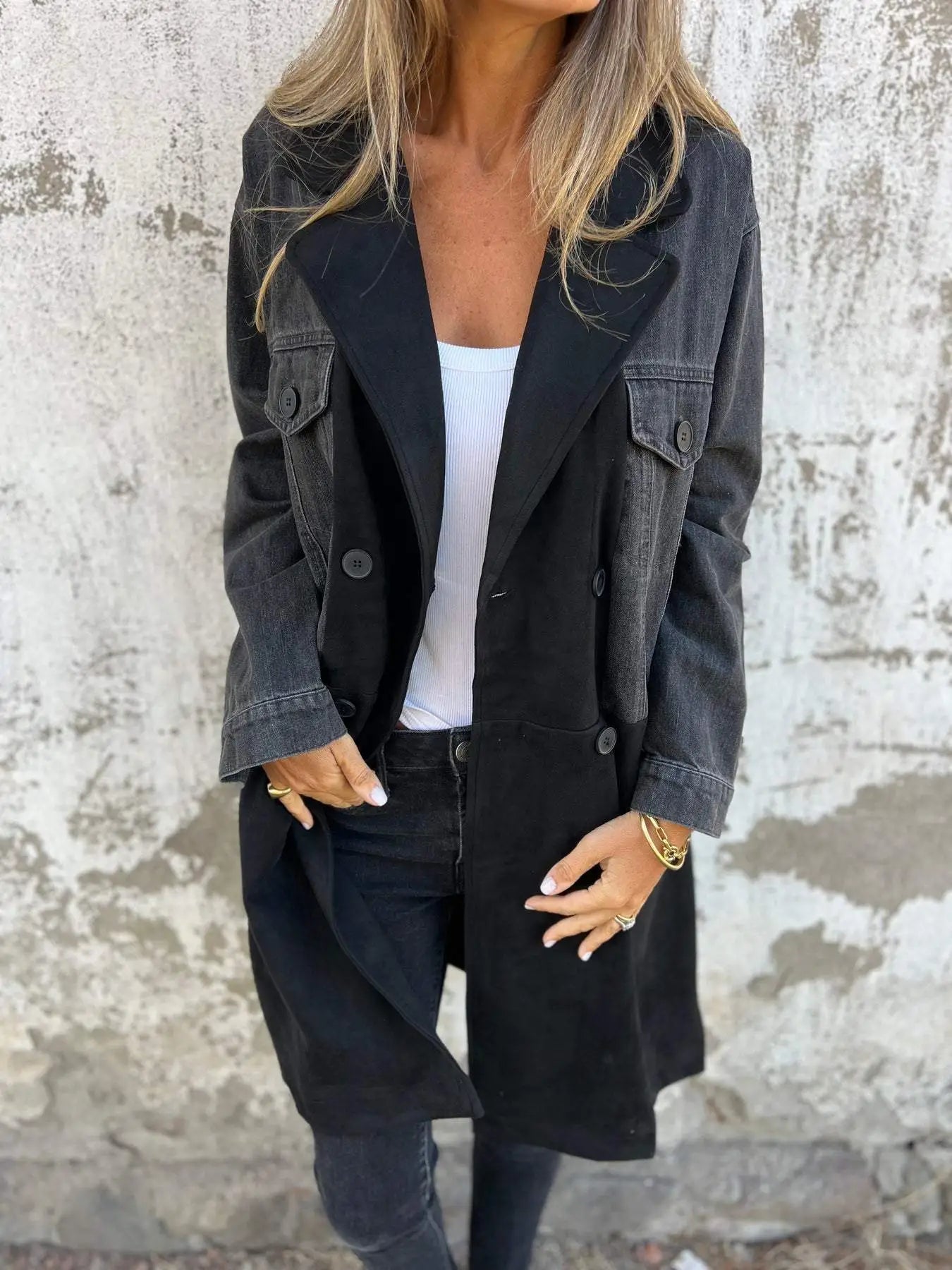 Niamh™ | Giacca di jeans con design patchwork e colletto