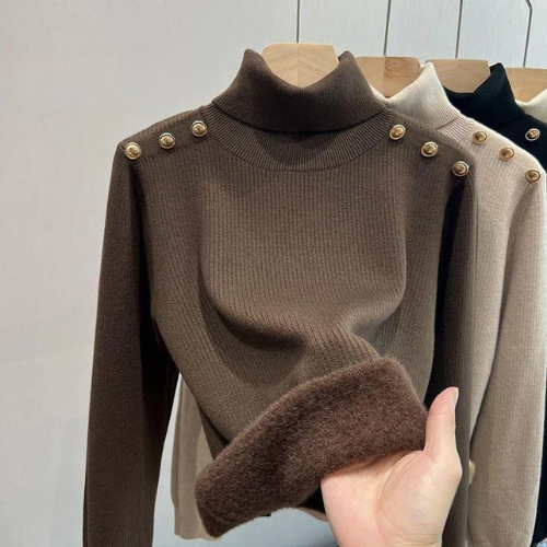 Corinna™ | Maglione a Collo Alto con Fodera in Pile di Lana