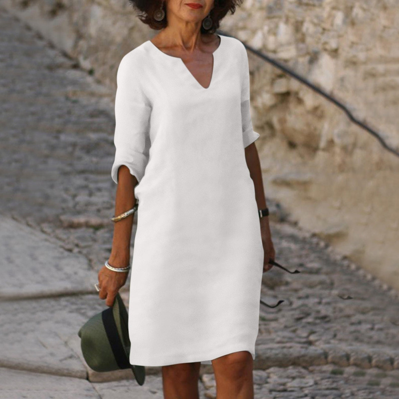 Elda | Comodo Vestito Con Collo A V