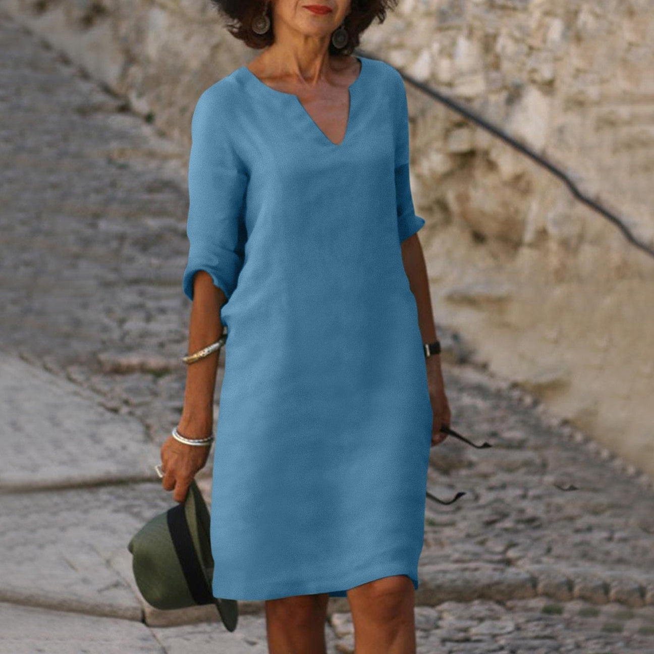 Elda | Comodo Vestito Con Collo A V
