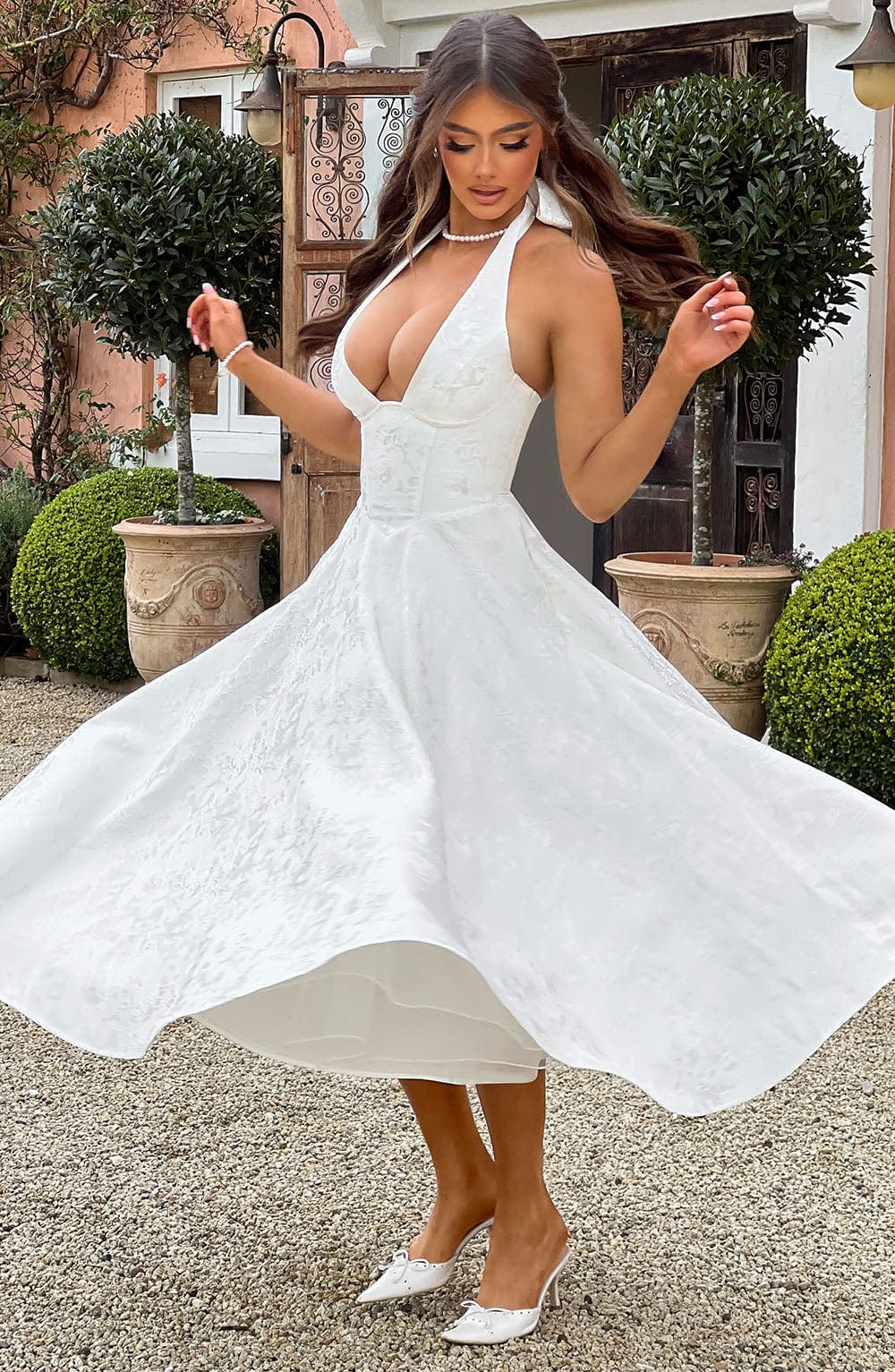 Effie | Vestito Midi con Scollo Halter e Spalline