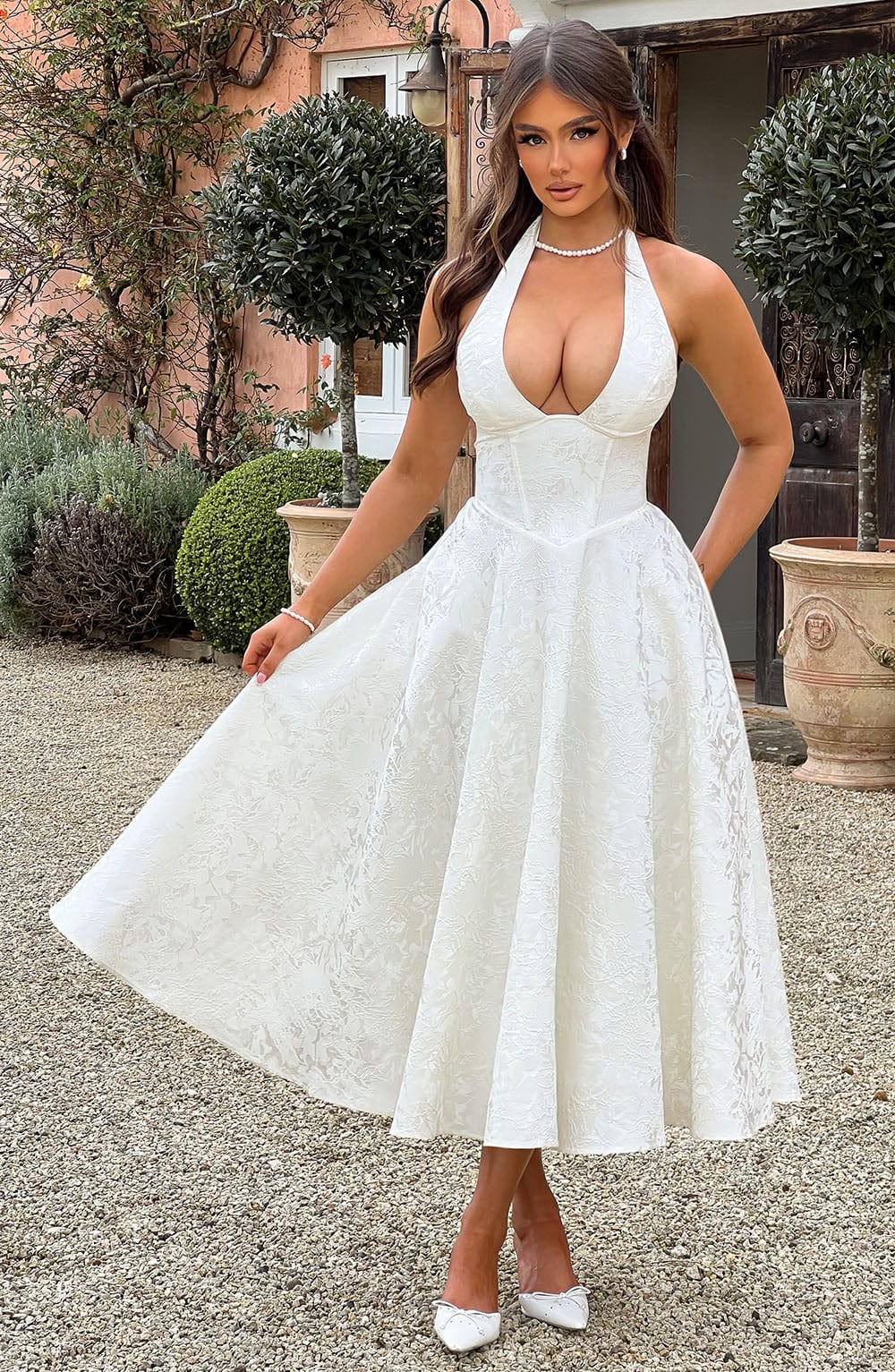 Effie | Vestito Midi con Scollo Halter e Spalline