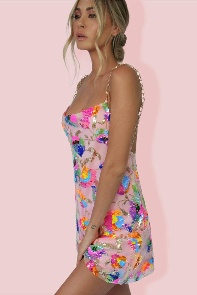 Xelly | Vestito Mini con Fiori Ricamati