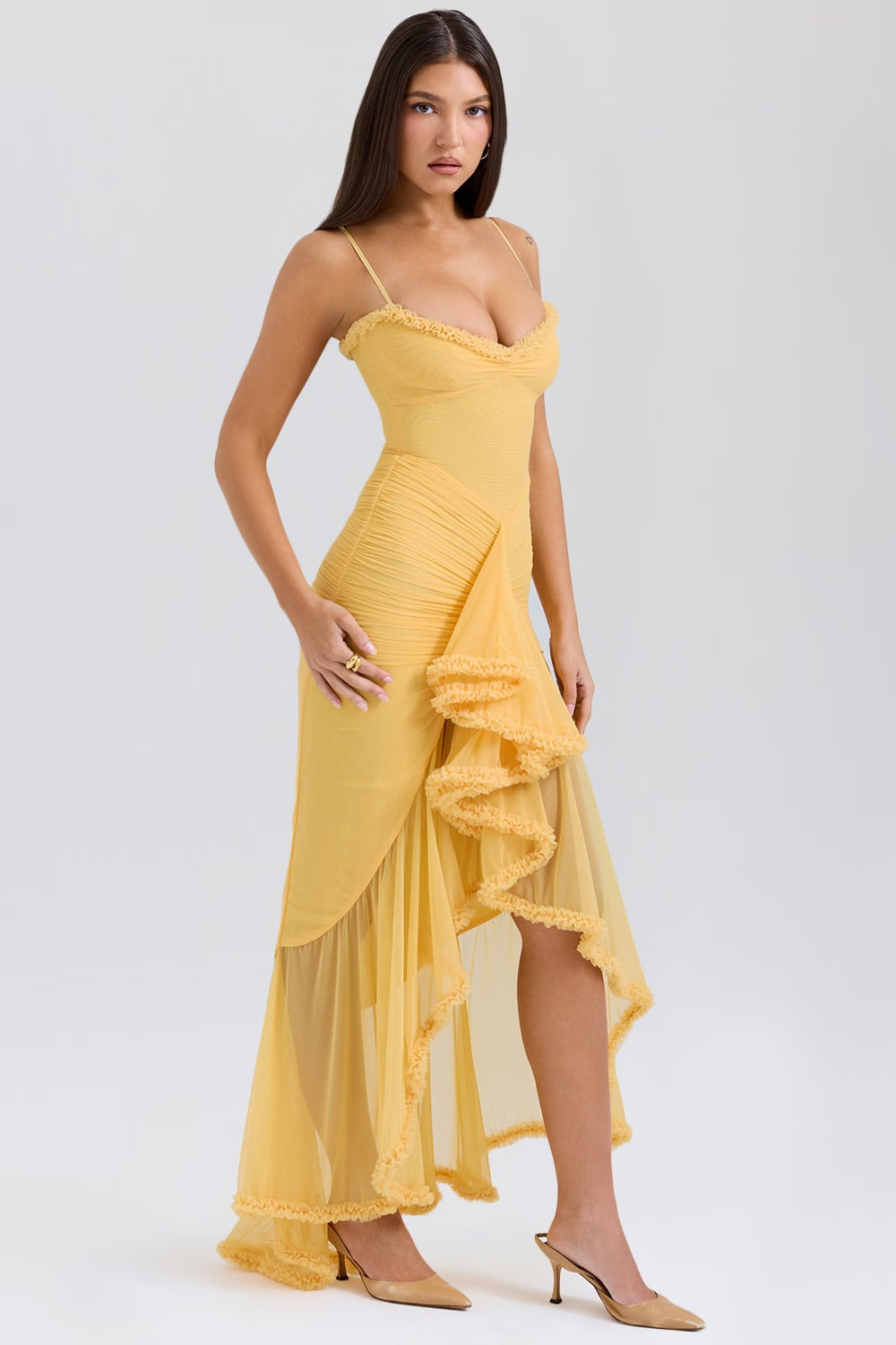 Kylie | Vestito Giallo con Volant