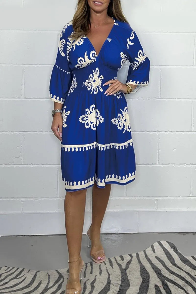 Malia™ | Vestito Midi con Maniche e Scollatura a V