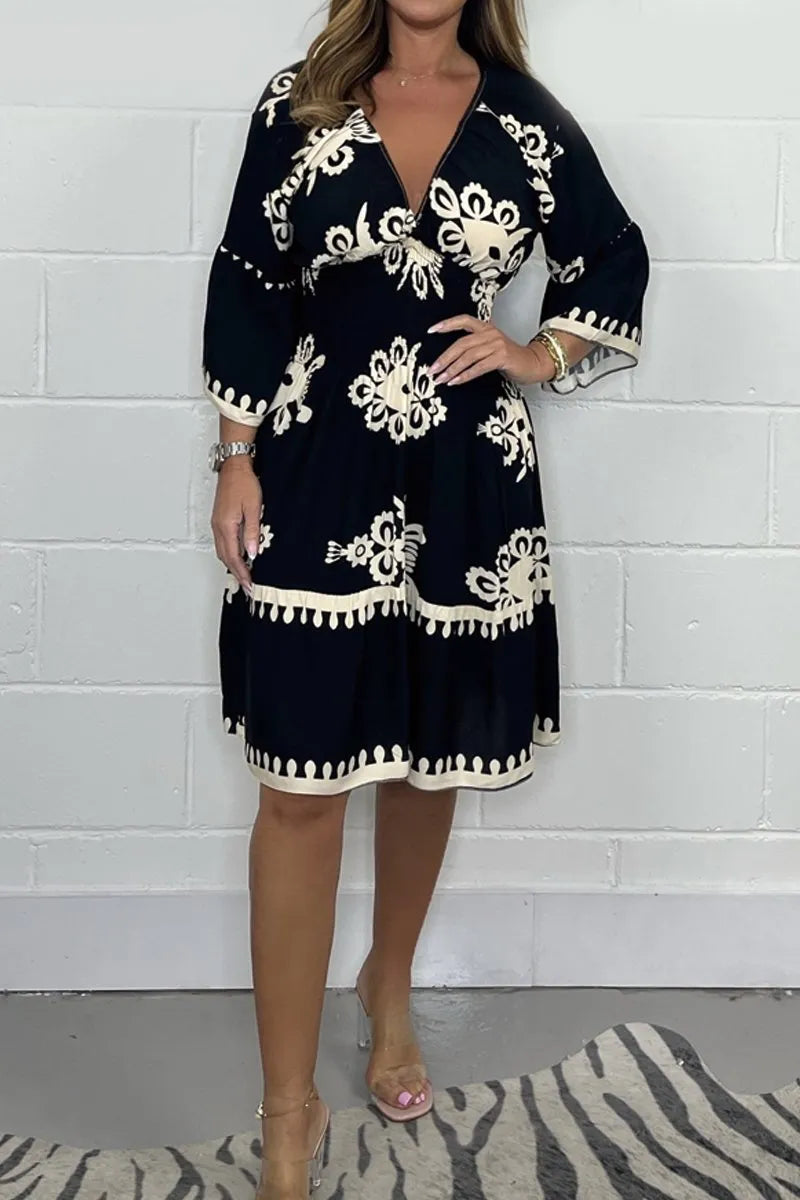 Malia™ | Vestito Midi con Maniche e Scollatura a V