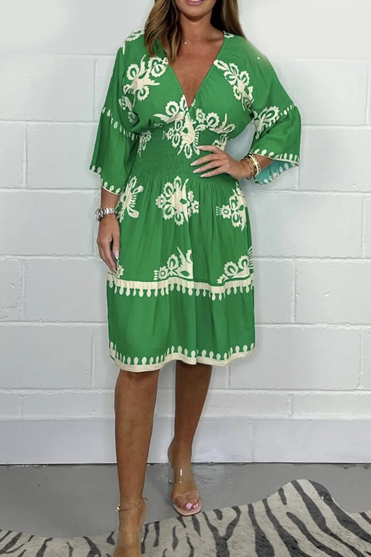 Malia™ | Vestito Midi con Maniche e Scollatura a V
