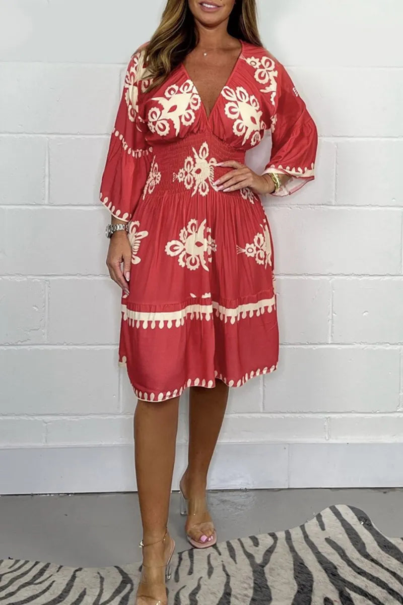Malia™ | Vestito Midi con Maniche e Scollatura a V
