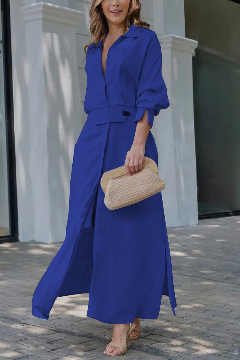 Jeanette | Abito Lungo in Lino con Scollatura a V