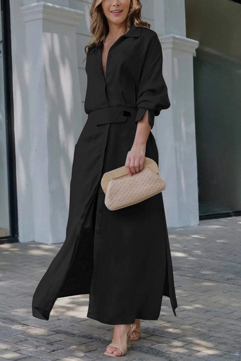 Jeanette | Abito Lungo in Lino con Scollatura a V