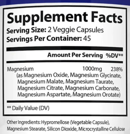 Complesso di Magnesio | 8 Integratori Essenziali di Magnesio in Capsule
