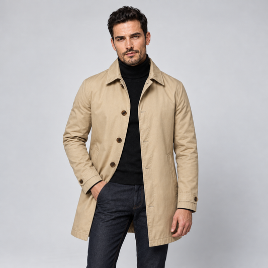Men's Longline Button Coat, Winter