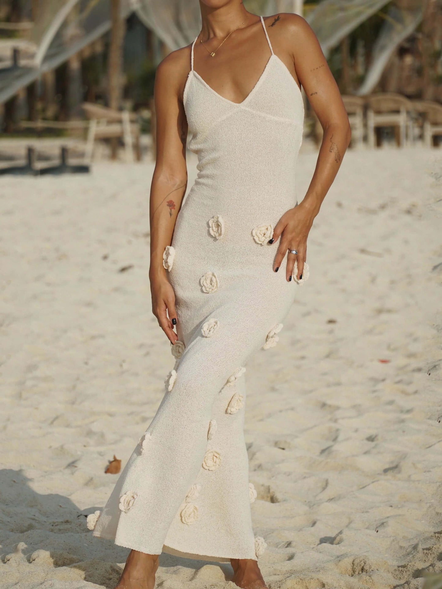 Zanya | Vestito Lungo con fiori in 3D