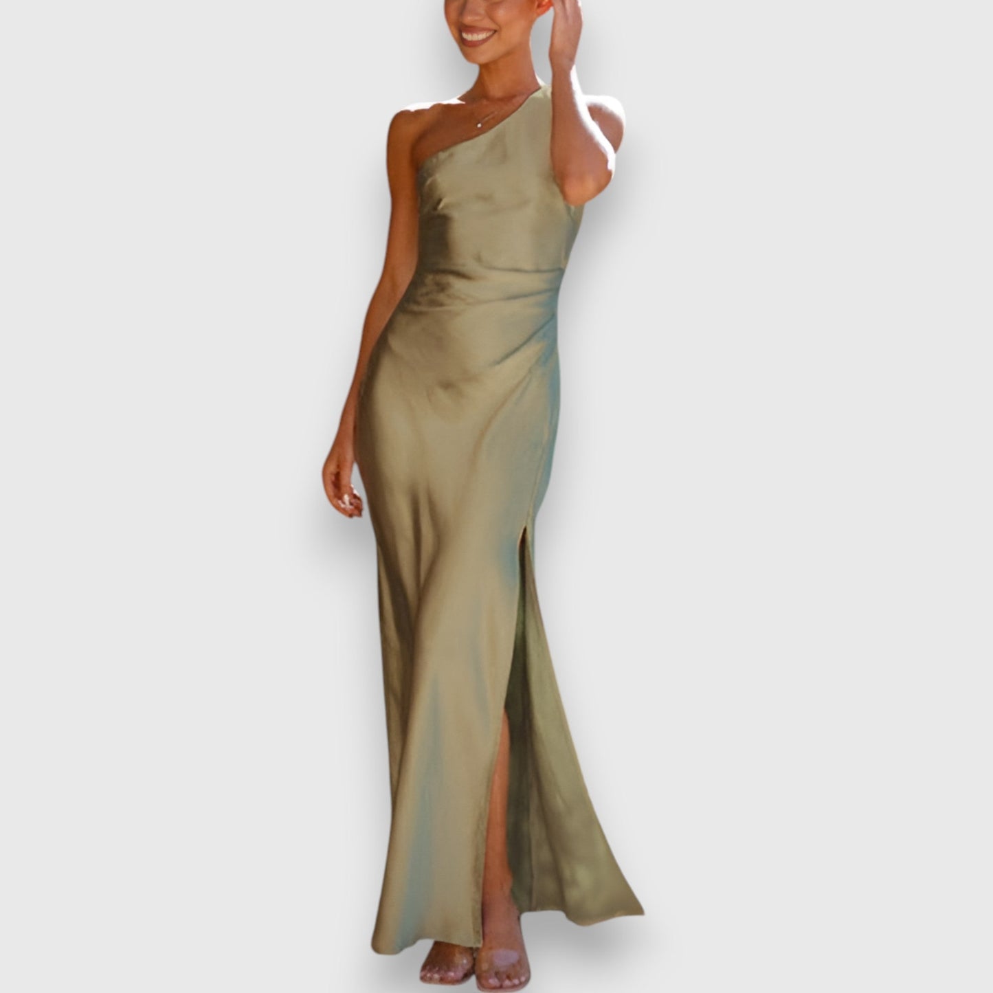 Marita | Elegante Vestito satinato a spalla singola