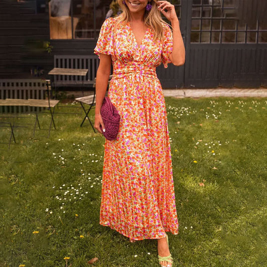 Emer | Vestito lungo con fiori primaverili