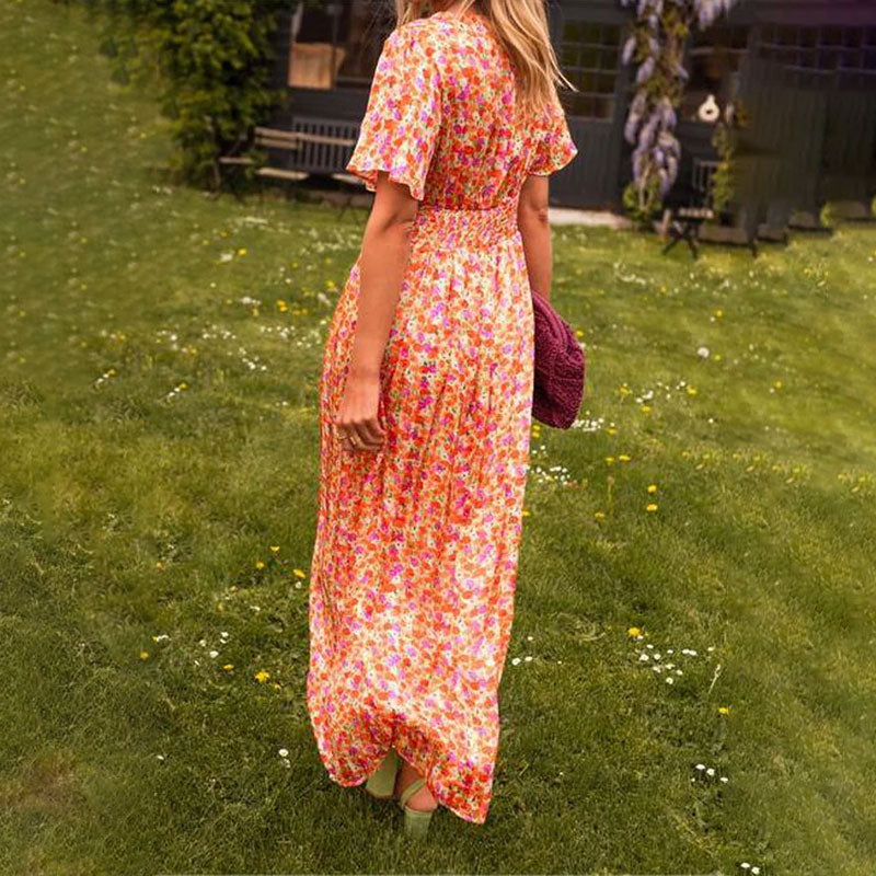Emer | Vestito lungo con fiori primaverili