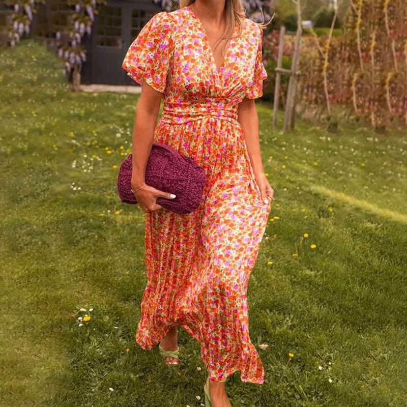 Emer | Vestito lungo con fiori primaverili