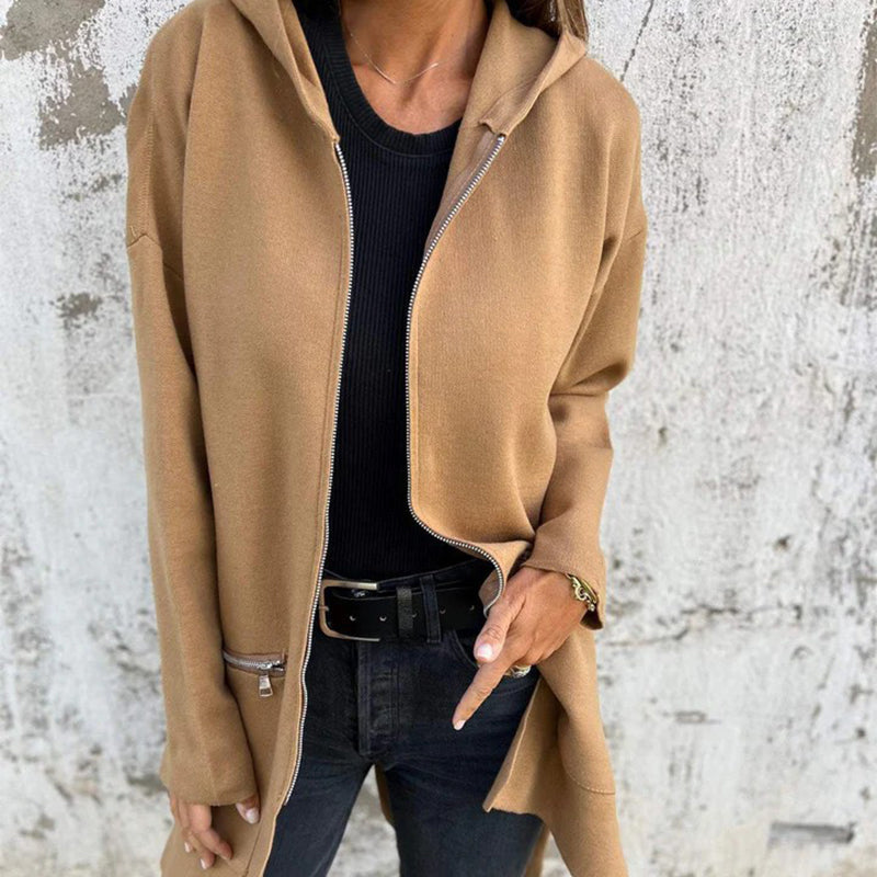 Olivia™ | Giacca Lunga con Cappuccio e Chiusura Lampo
