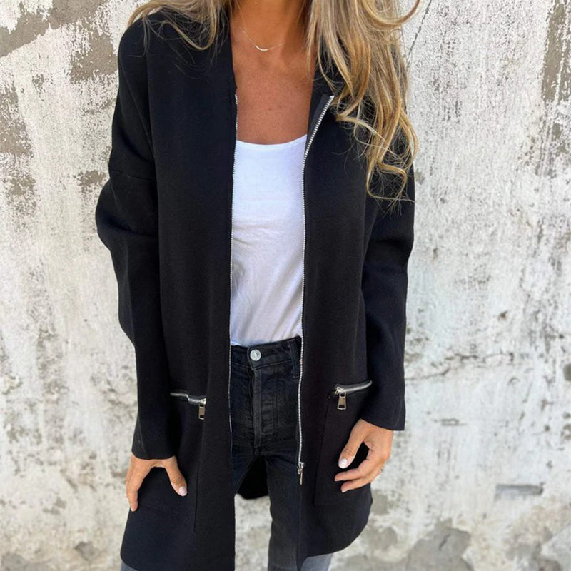 Olivia™ | Giacca Lunga con Cappuccio e Chiusura Lampo