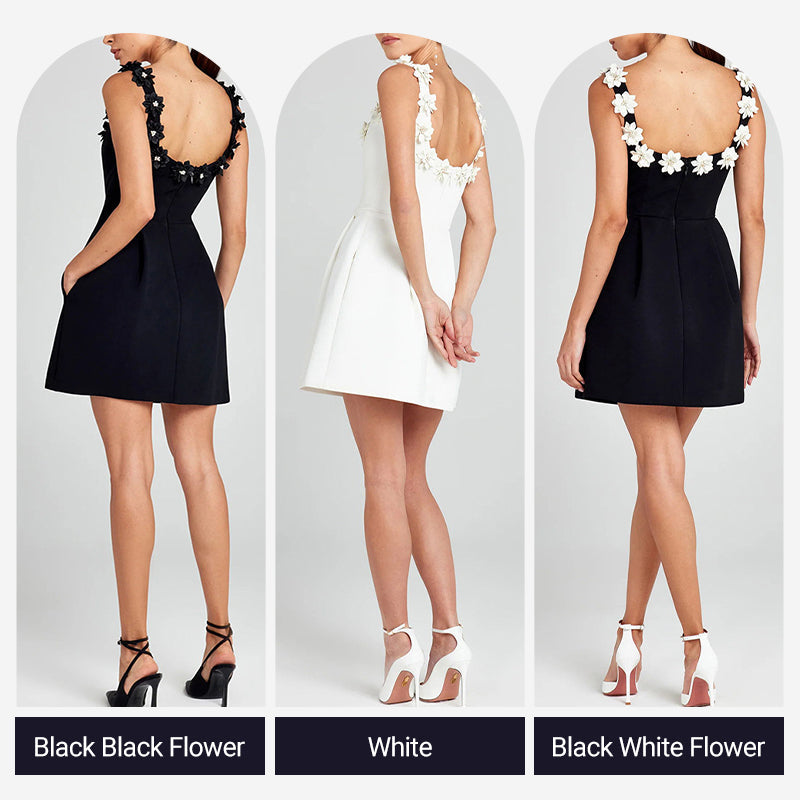 Rahel | Mini Abito con Appliqué Floreali in Stile Romantico