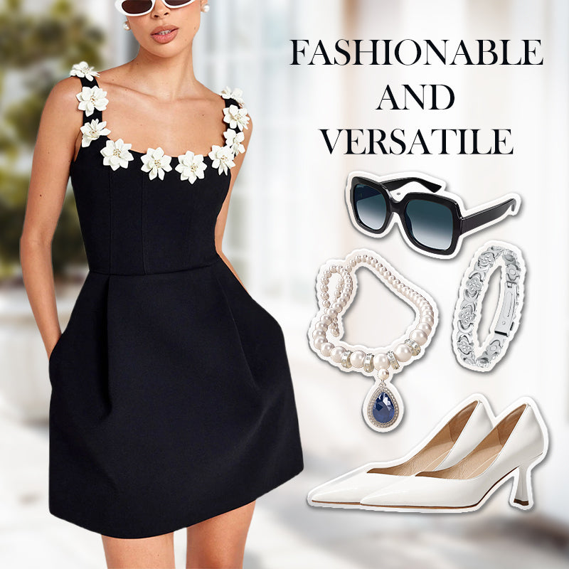 Rahel | Mini Abito con Appliqué Floreali in Stile Romantico