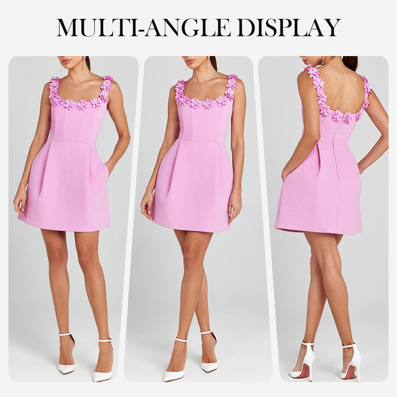Rahel | Mini Abito con Appliqué Floreali in Stile Romantico