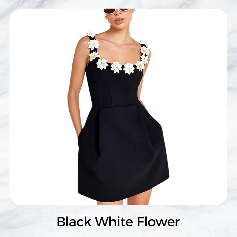 Rahel | Mini Abito con Appliqué Floreali in Stile Romantico