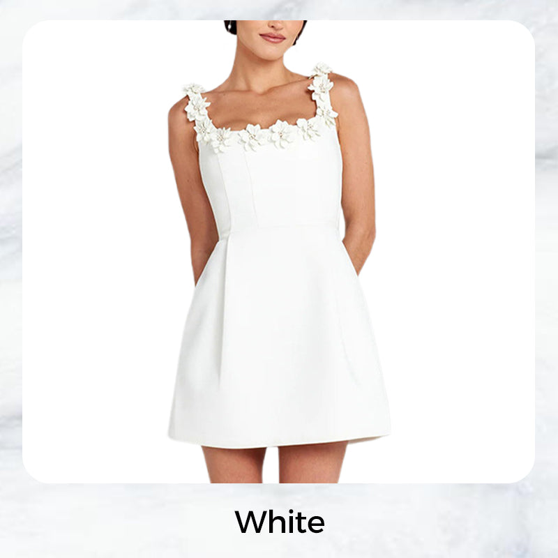 Rahel | Mini Abito con Appliqué Floreali in Stile Romantico