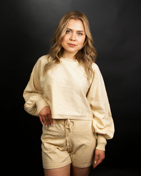 Praga | Completo comodo da donna con maglione e pantaloni corti